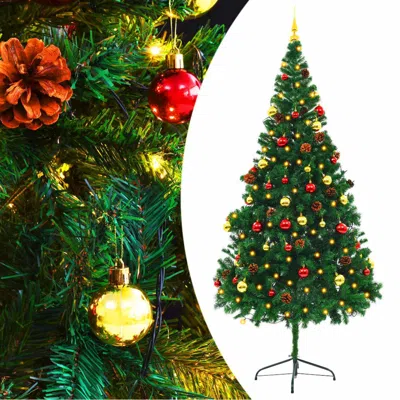 Vidaxl Artificial Christmas Tree With Baubles And Leds Green 82.7", 321501