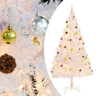 Vidaxl Artificial Christmas Tree With Baubles And Leds White 82.7", 321504