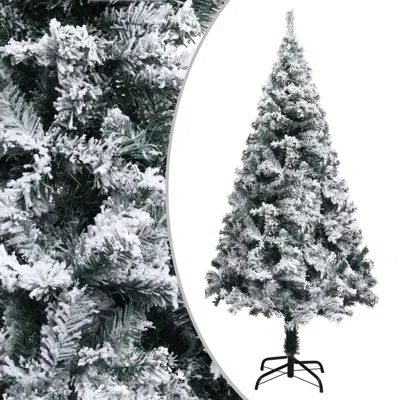 Vidaxl Artificial Christmas Tree With Flocked Snow Green 59.1" Pvc, 320963 In Gray