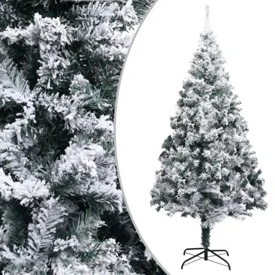 Vidaxl Artificial Christmas Tree With Flocked Snow Green 70.9" Pvc, 320964 In White
