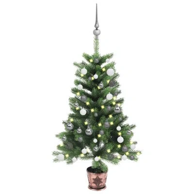 Vidaxl Artificial Pre-lit Christmas Tree With Ball Set Xmas Tree Decoration In Green