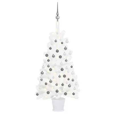 Vidaxl Artificial Pre-lit Christmas Tree With Ball Set Xmas Tree Decoration In White