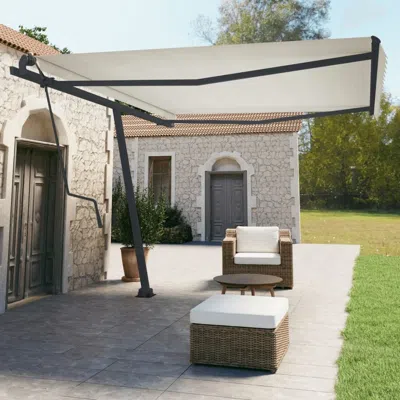 Vidaxl Awning Post Set Anthracite 177.2"x96.5" Iron In Neutral