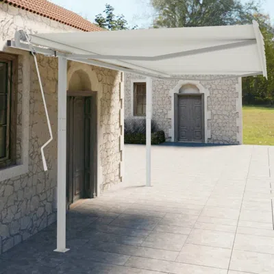 Vidaxl Awning Post Set White 177.2"x96.5" Iron