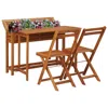 Vidaxl Balcony Planter Table With 2 Bistro Chairs Solid Acacia Wood, 45910