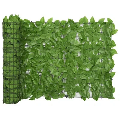 Vidaxl Balcony Privacy Screen With Leaves Expandable Artificial Ivy Fence In Green