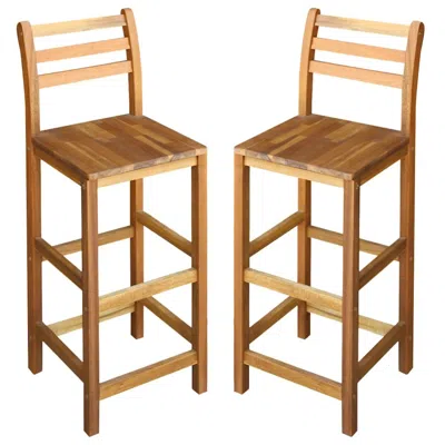 Vidaxl Bar Chairs 2 Pcs Solid Acacia Wood, 44130 In Brown
