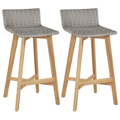 Vidaxl Bar Chairs 2 Pcs Solid Acacia Wood, 44229 In Gray