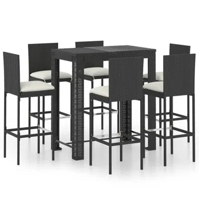 Vidaxl Bar Set Metal Frame Material In Black Frame,cream Cushion