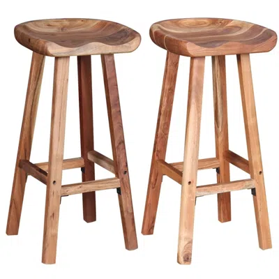 Vidaxl Bar Stools 2 Pcs Solid Acacia Wood, 244247 In Neutral