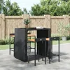 Vidaxl Bar Stools 4 Pcs Black Poly Rattan And Solid Wood Acacia