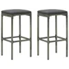 Vidaxl Bar Stools With Cushions 2 Pcs Gray Poly Rattan 3441