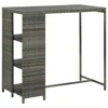 Vidaxl Bar Table With Storage Rack Gray 47.2"x23.6"x43.3" Poly Rattan, 313477