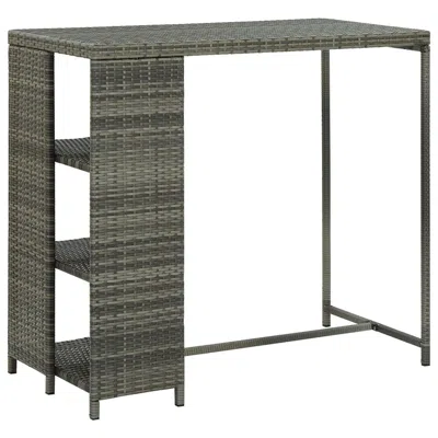 Vidaxl Bar Table With Storage Rack Gray 47.2"x23.6"x43.3" Poly Rattan, 313477 In Black