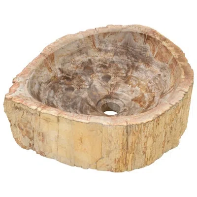 Vidaxl Bathroom Basin, Naturally Varied Shape, Cream (16.3"-17.7")x(11.8"-13.8")x4.5" Fossil Stone