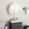 Vidaxl Bathroom Cabinet With Round Mirror & Led White 15.7"x15.7"x6.9"