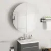 Vidaxl Bathroom Cabinet With Round Mirror & Led White 21.3"x21.3"x6.9"