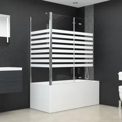 Vidaxl Bathtub Shower Door Folding Bathtub Door Tub Enclosure Tempered Glass In White