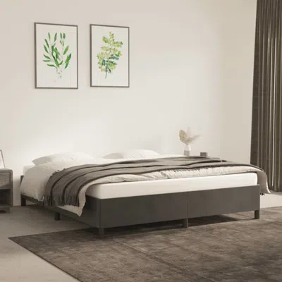 Vidaxl Bed Frame Dark Gray 76"x79.9" King Velvet