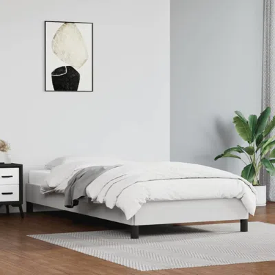Vidaxl Bed Frame White 39.4"x74.8" Twin Faux Leather