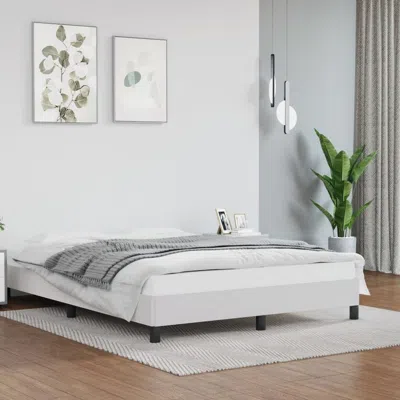 Vidaxl Bed Frame White 53.9"x74.8" Full Faux Leather