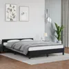 Vidaxl Bed Frame With Headboard Black 53.9"x74.8" Full Faux Leather
