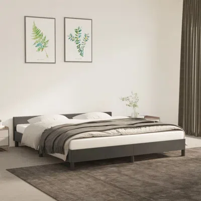 Vidaxl Bed Frame With Headboard Dark Gray 76"x79.9" King Velvet In Neutral