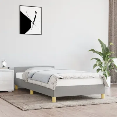 Vidaxl Bed Frame With Headboard Light Gray 39.4"x79.9" Twin Xl Fabric