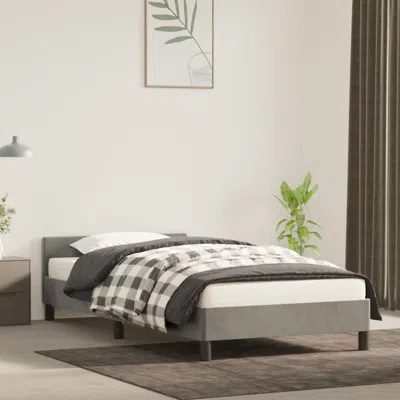 Vidaxl Bed Frame With Headboard Light Gray 39.4"x79.9" Twin Xl Velvet