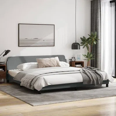 Vidaxl Bed Frame With Headboard Light Gray 76"x79.9" King Fabric