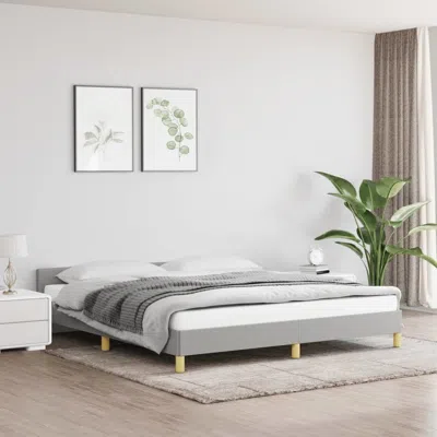Vidaxl Bed Frame With Headboard Light Gray 76"x79.9" King Fabric In White