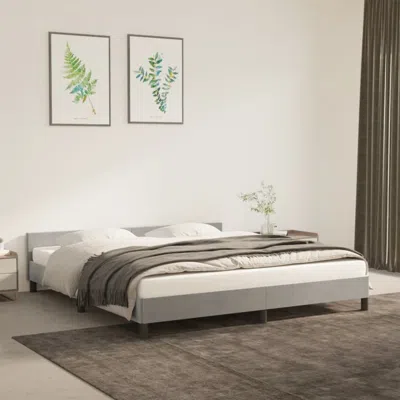 Vidaxl Bed Frame With Headboard Light Gray 76"x79.9" King Velvet