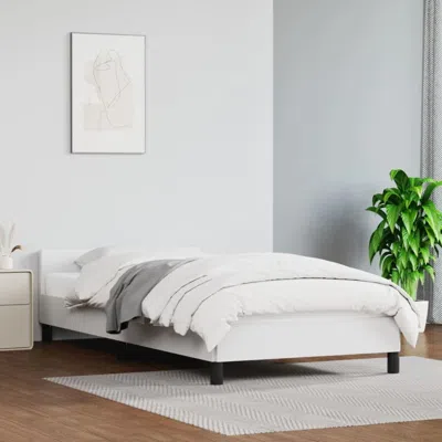 Vidaxl Bed Frame With Headboard White 39.4"x79.9" Twin Xl Faux Leather