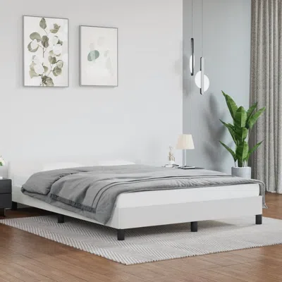 Vidaxl Bed Frame With Headboard White 59.8"x79.9" Queen Faux Leather In Gray