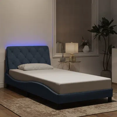 Vidaxl Bed Frame With Led Without Mattress "hanko" Velvet In Dark Gray