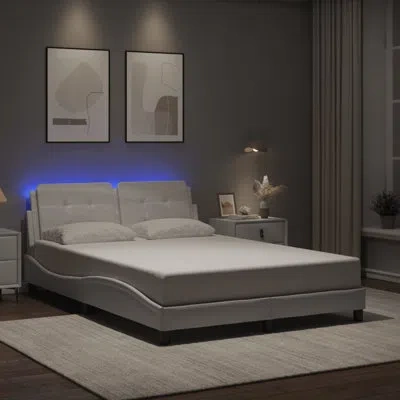 Vidaxl Bed Frame With Led Without Mattress Zadar" White