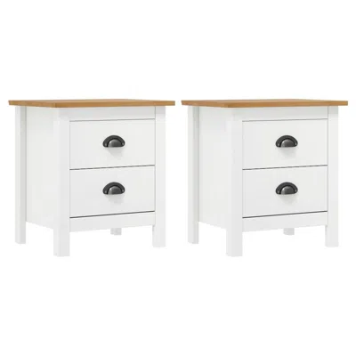 Vidaxl Bedside Cabinet Hill 2 Pcs White 18.1"x13.8"x19.5" Solid Pine Wood