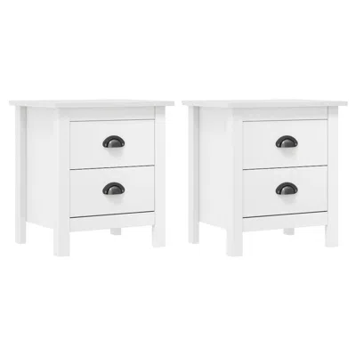 Vidaxl Bedside Cabinet Hill 2 Pcs White 18.1"x13.8"x19.5" Solid Pine Wood
