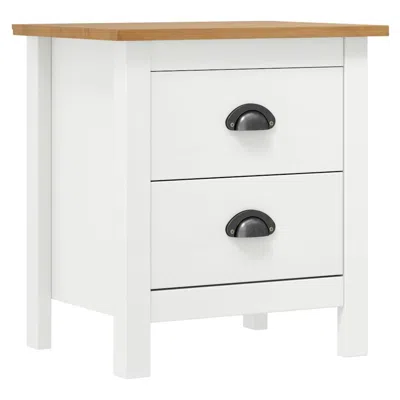 Vidaxl Bedside Cabinet Hill White 18.1"x13.8"x19.5" Solid Pine Wood