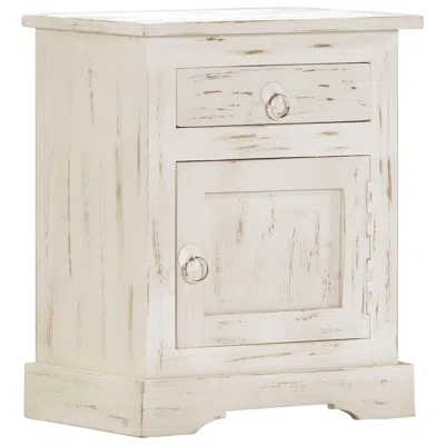 Vidaxl Bedside Cabinet White 15.7"x11.8"x19.6" Solid Mango Wood, 247713 In Neutral