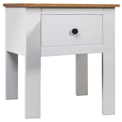 Vidaxl Bedside Cabinet White 18.1"x15.7"x22.4" Pine Panama Range