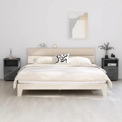 Vidaxl Bedside Cabinets Hamar 2 Pcs Dark Gray 15.7"x13.8"x24.4" Solid Wood In Neutral