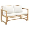 Vidaxl Bench Sofa Natural Bamboo Bamboo Standard Durable Outdoor Bench In White