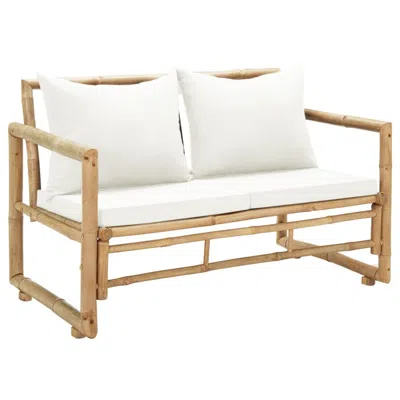 Vidaxl Bench Sofa Natural Bamboo Bamboo Standard Durable Outdoor Bench In White