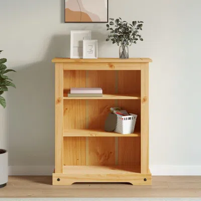 Vidaxl Bookcase Brown Solid Waxed Pinewood 31.5x11.4x39.4 In Bookcase