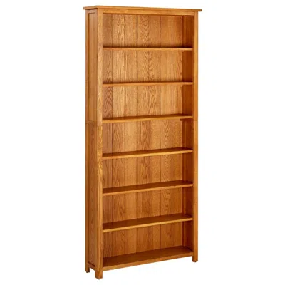Vidaxl Bookcase Natural Oak Solid Oak Wood, Mdf 78.7 In Height Bookcase In Brown