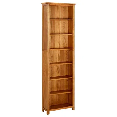 Vidaxl Bookcase Natural Oak Solid Oak Wood With Oak Veneered Mdf Tall In Brown