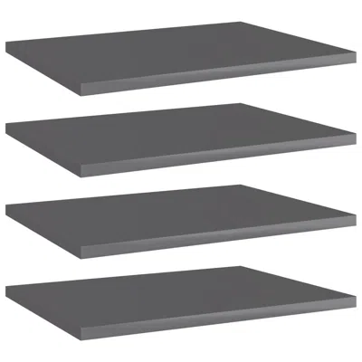 Vidaxl Bookshelf Boards 4 Pcs High Gloss Gray 15.7"x11.8"x0.6" Chipboard, 805168