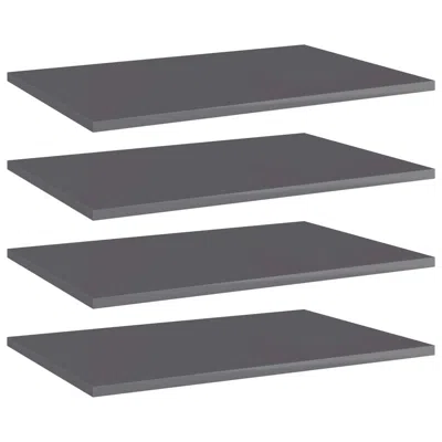 Vidaxl Bookshelf Boards 4 Pcs High Gloss Gray 23.6"x15.7"x0.6" Chipboard, 805264