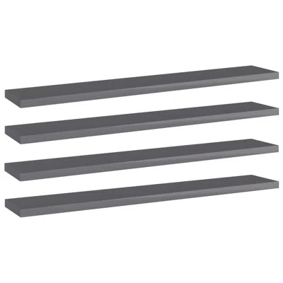 Vidaxl Bookshelf Boards 4 Pcs High Gloss Gray 23.6"x3.9"x0.6" Chipboard, 805216